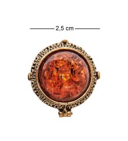 AM-2471 Кольцо «Медальон» (латунь, янтарь)