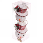 Ёлочные игрушки «Снеговик в шляпе со стразами» 10 см (набор 2 шт), Красный