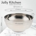 Миска Jolly Kitchen, нержавеющая сталь, двойные стенки, глубокая, 19.5 см