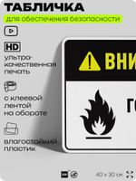 Табличка для обеспечения безопасности "Внимание горючий газ", для производства, предприятия, организаций, 40х30 см, Silver Plane x Айдентика Технолоджи