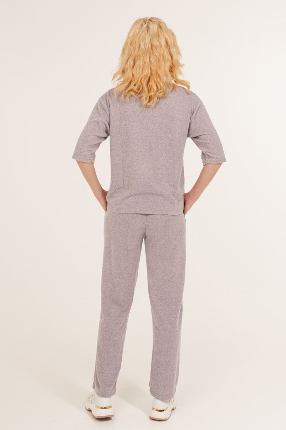 Стильный женский костюм с бантом (Размер: S) (Цвет: голубой)