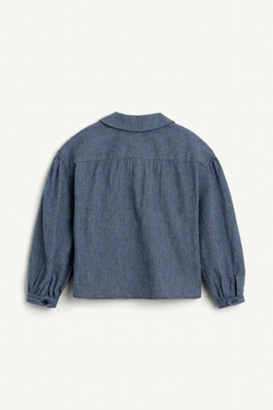 ZARA РУБАШКА С ВОРОТНИКОМ-ЛОДОЧКА, ТЕМНО-СИНИЙ