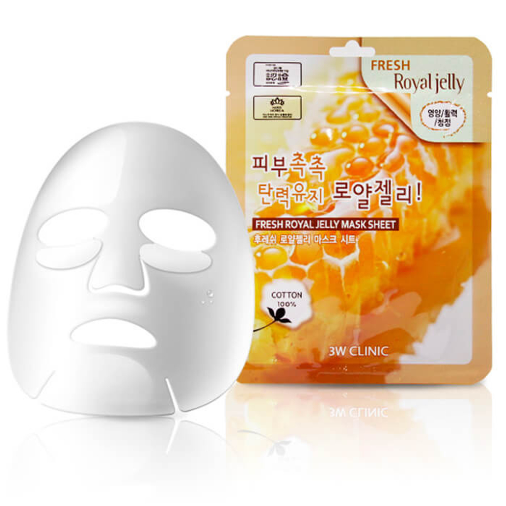 Маска для лица 3W Clinic Fresh Royal Jelly Mask Sheet тканевая с маточным молочком 23 г