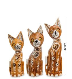 Decor and Gift 99-136 Фигурка «Кошка» н-р из трех 30,25,20 см (албезия, о.Бали)