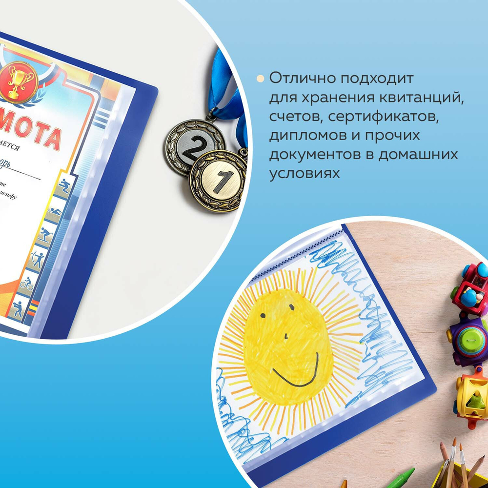 Папка 100 вкладышей BRAUBERG стандарт синий 0 9 мм (2 штуки в упаковке)