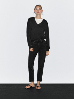 Massimo Dutti Укороченные джинсы облегающего кроя со средней посадкой, черный