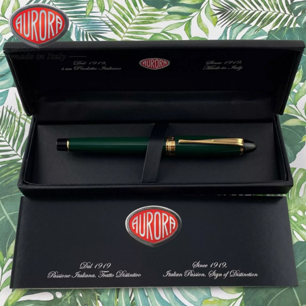 Ручка-роллер Aurora Ipsilon Resin Green GT, в подарочной коробке