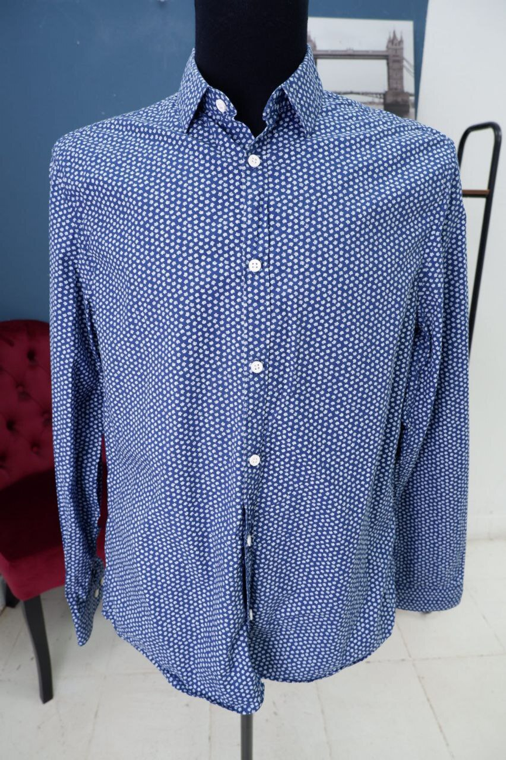 Рубашка H&M с принтом 48 размер