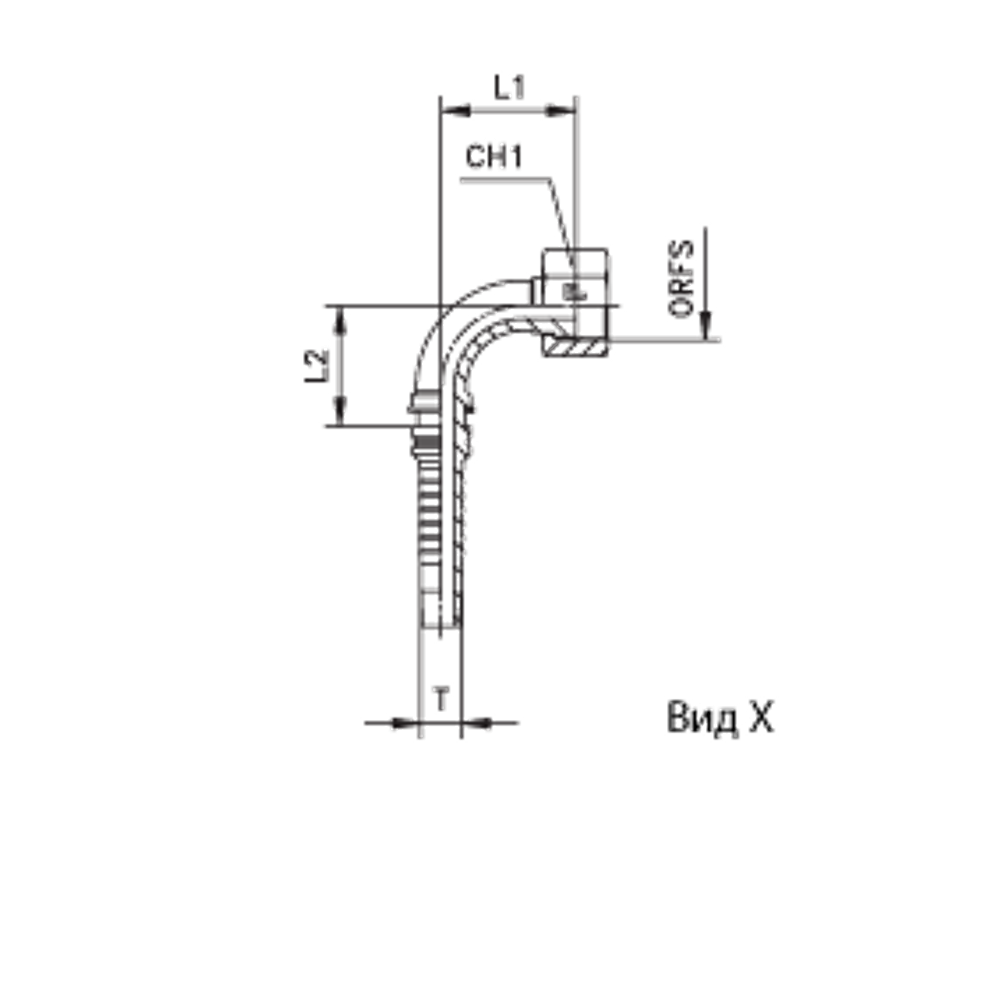 Фитинг DN 32 ORFS (Г) 1.11/16 (90) Interlock