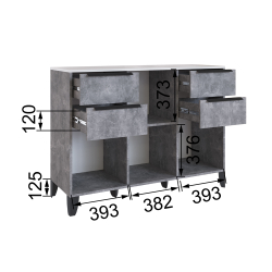 Комод Малави, Ателье светлое, Белый глянец