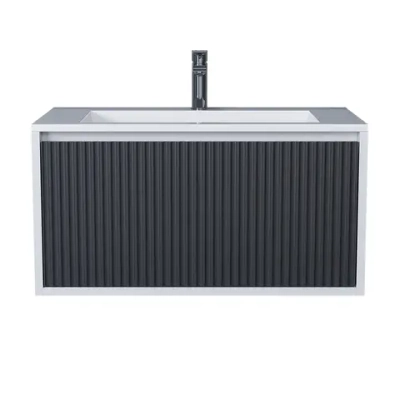 Тумба с раковиной Uperwood Next Premium подвесная, 80 см, белая/графит, 1 ящик