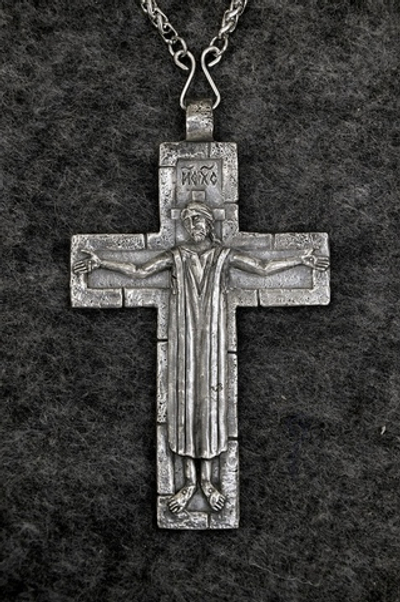 Крест священника "Свет во тьме светит", серебрение