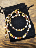 Комплект украшений авторский из натуральных камней. Колье и браслет Повседневный. Бижутерия на шею, на руку для женщин, девушек. Летнее женское украшение