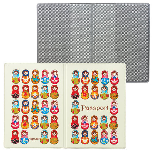 Обложка для паспорта "Матрешки", кожзам, полноцветный рисунок, ДПС, 2203.Т8 И