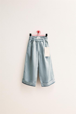 ZARA TIMELESS - БРЮКИ ИЗ ЛЬНА С КОНТРАСТНОЙ ОТДЕЛКОЙ, ГОЛУБОЙ