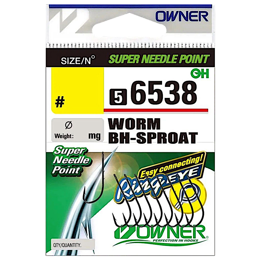 Крючок Owner с кольцом 56538 Worm BH-Sproat -