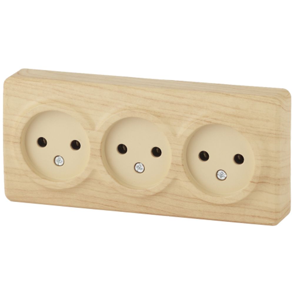 Розетка ЭРА Эксперт 11-2207-11 тройная 3х2P 16A-250В IP20 ОУ горизонт. сосна | 