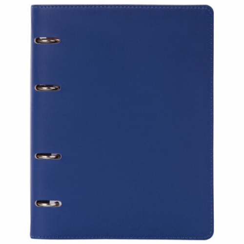 Тетрадь на кольцах А5 180х220мм, 120л, под кожу, BRAUBERG Fusion, синий/оранжевый, 129994