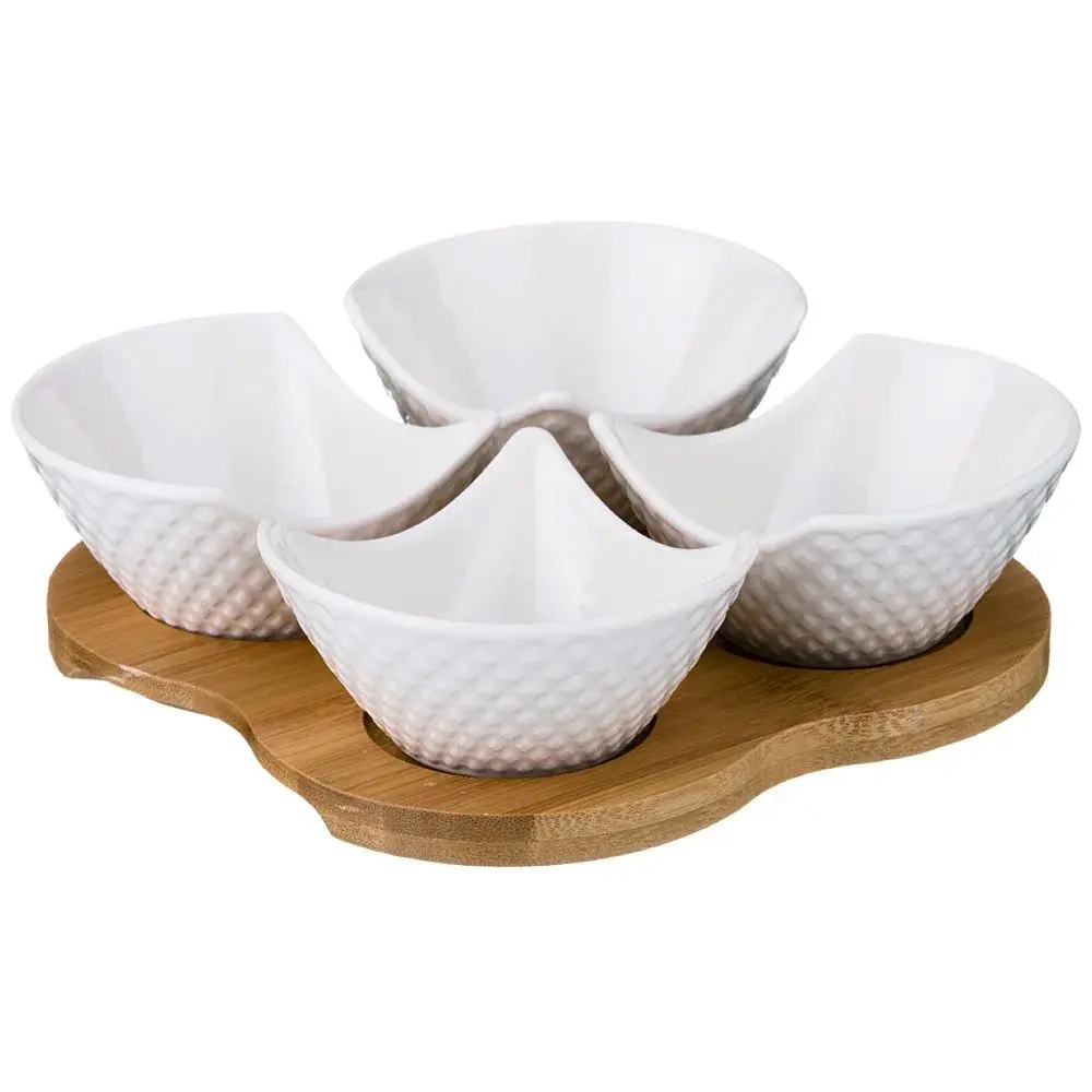 Менажница 4 секции на дерев.подставке lefard диаманд 18*18*5 см