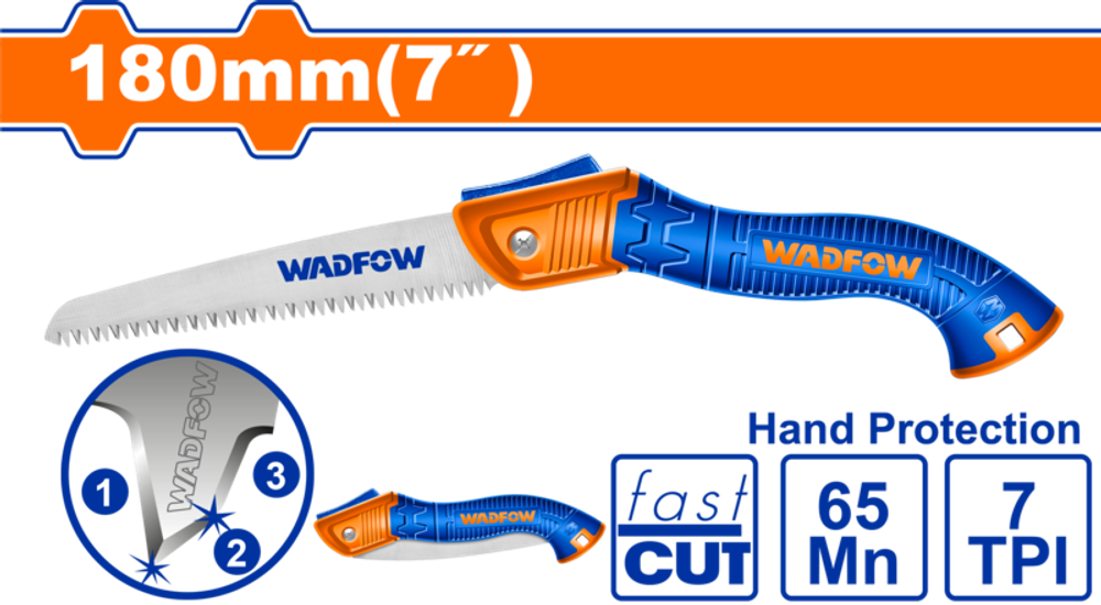 Ножовка складная 180 мм 7TPI (8/48) WADFOW WHW4607