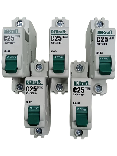 Автоматический выключатель 1-пол. 25А тип C 4,5кА серия ВА-101 DEKraft (5шт)
