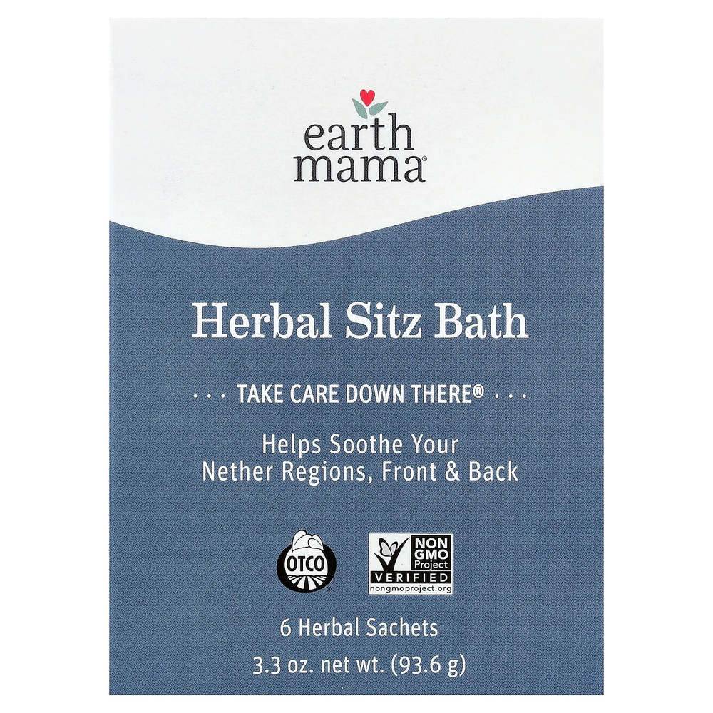 Earth Mama, Herbal Sitz Bath, 6 травяных саше, 93,6 г (3,3 унции)