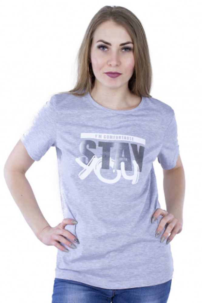 Б3159-7539 средне-серый меланж футболка женская.