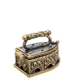 AM-1482 Фигурка «Утюг с галечкой» (латунь, янтарь)