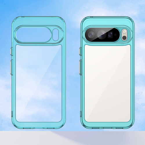 Прозрачный чехол для Google Pixel 10 Pro XL, мягкие усиленные рамки бирюзового цвета