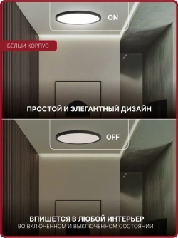 Светильник потолочный светодиодный 20 Вт / люстра для кухни, гостиной комнаты, спальни, ванной, гаража, детской, прихожей / круглый настенный, накладной