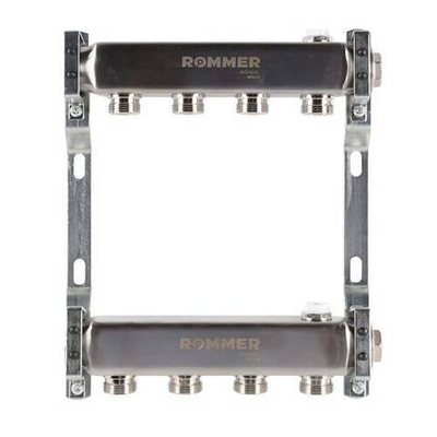 Коллекторная группа для радиаторного отопления ROMMER RMS4401 - 1" на 4 контура 3/4"EK