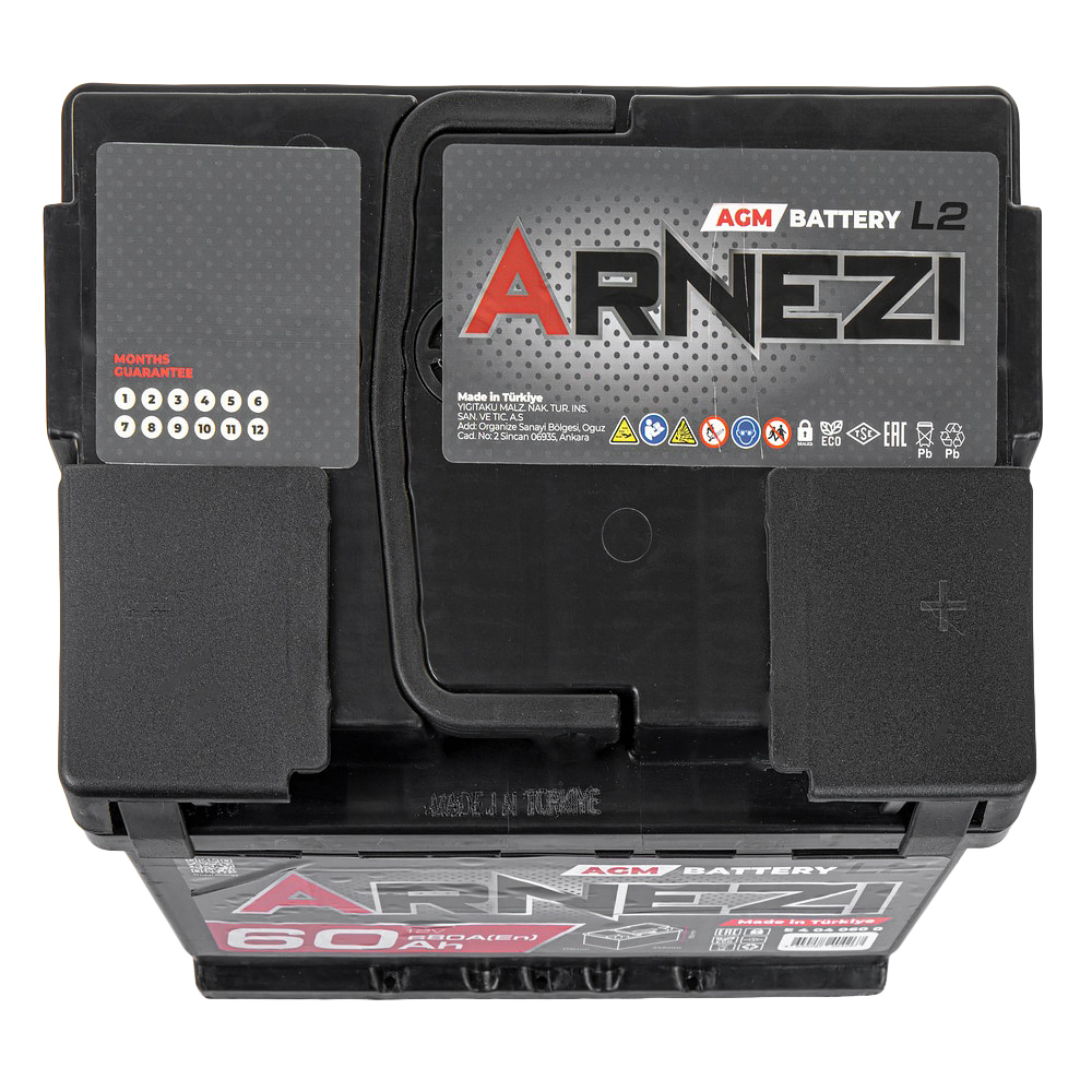 Аккумулятор ARNEZI AGM Start-stop 60 А/ч обратный R+ 242x175x190 L2 EN 680 А