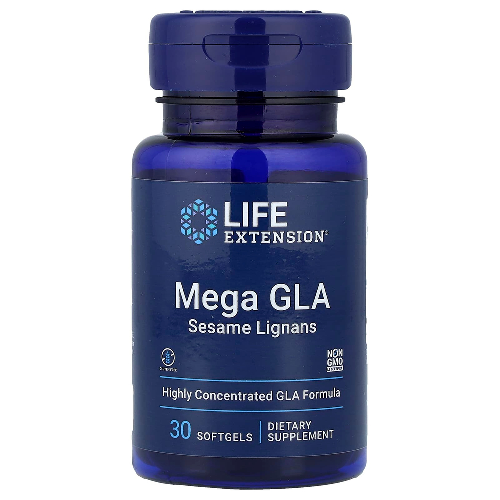 Life Extension, Mega GLA, добавка с ГЛК и кунжутными лигнанами, 30 мягких таблеток