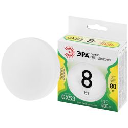 Лампа светодиодная ЭРА GREEN LINE LED GX-8W-830-GX53 GL 8Вт таблетка теплый свет GX53 | Лампы cветодиодные Плоские (GX)