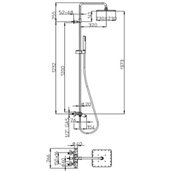 Bossini Cosmo душевая система: термостат с изливом, стойка с верхним поворотным душем 230х230 мм, с ручным душем, цвет хром