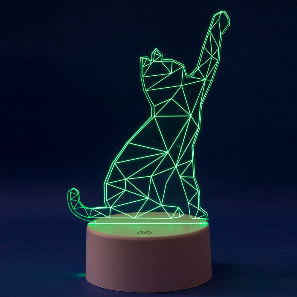 ULI-M501 RGB-3AAA CATTY-WHITE Светильник декоративный с эффектом 3D Кошка. на батарейках 3AAA не в-к. 1 светодиод. RGB свет. USB кабель в-к. TM Uniel