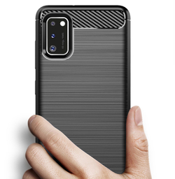 Чехол противоударный для Samsung Galaxy A41 черного цвета, серия Carbon от Caseport