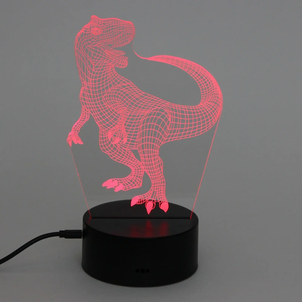 Светильник ночник «3D-Динозавр» на пластиковой подставке, с включателем USB