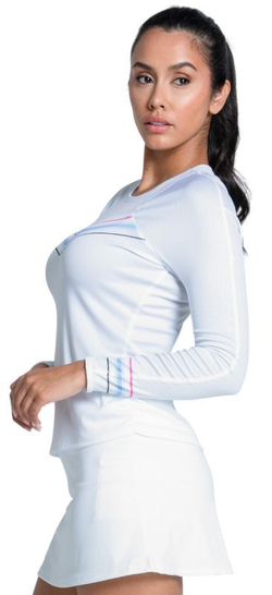Женская теннисная футболка   Lucky in Love Got The Blues Blue Streak Long Sleeve
