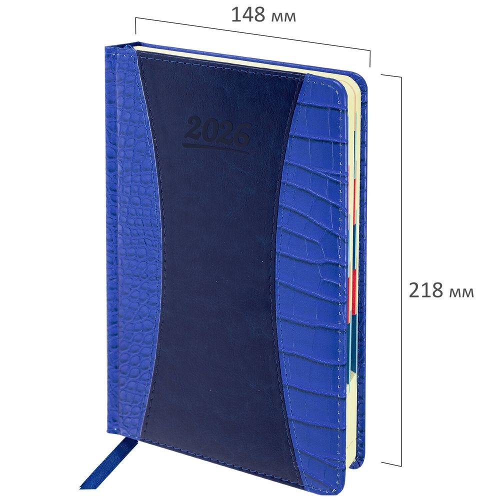 Ежедневник датированный 2026 А5 148х218 мм GALANT "CombiContract" под кожу темно-синий (117486)