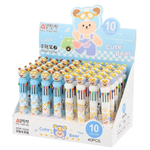 Ручка шариковая, автоматическая, 10в1, Odemei, 10-ти цветная, серия "МИШКА ГОНЩИК", с резиновой фигуркой, 40 шт