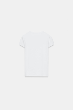 ZARA ФУТБОЛКА ОБЛЕГАЮЩЕГО КРОЯ С КОРОТКИМИ РУКАВАМИ, БЕЛЫЙ
