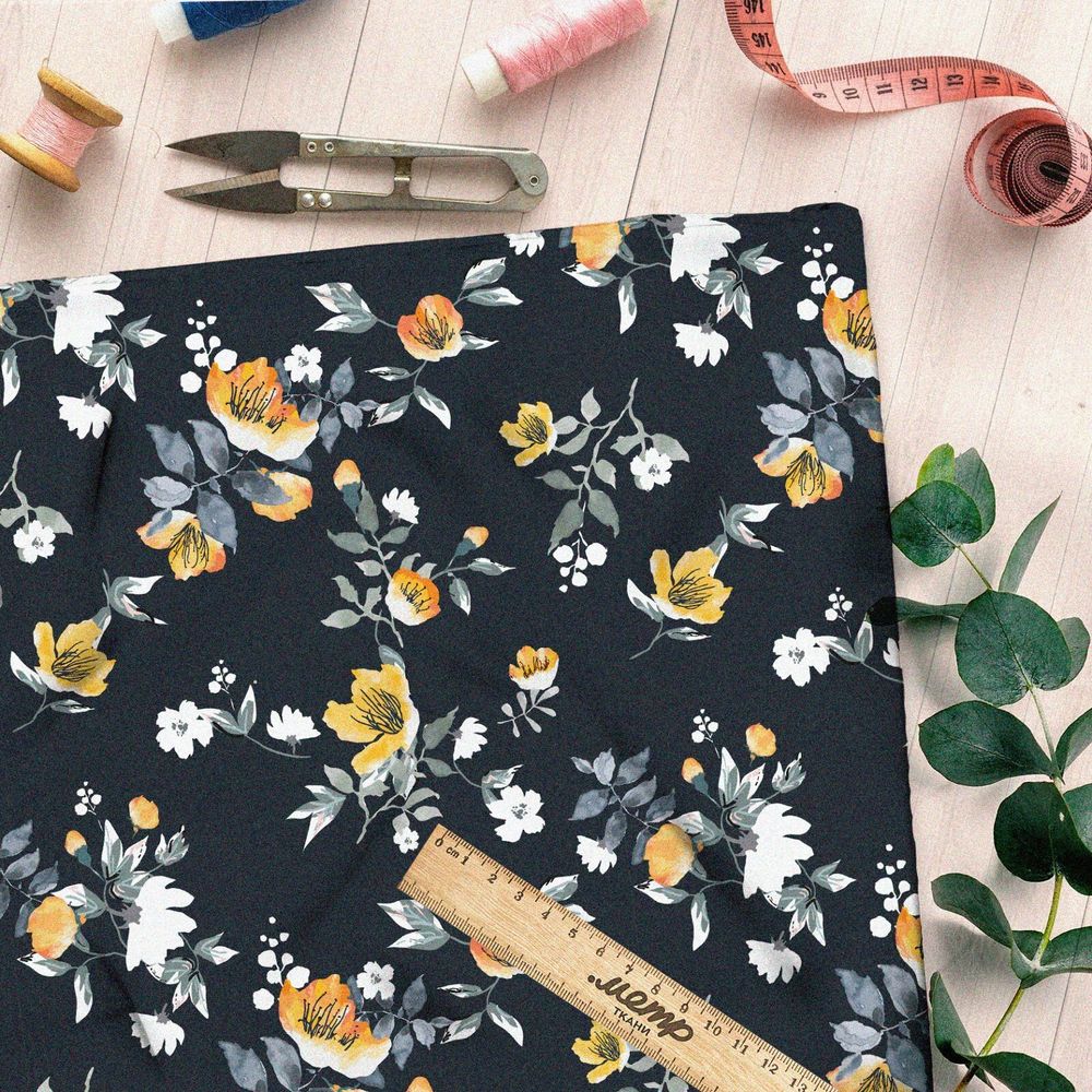 Ткань дюспо изящные цветочные ветви