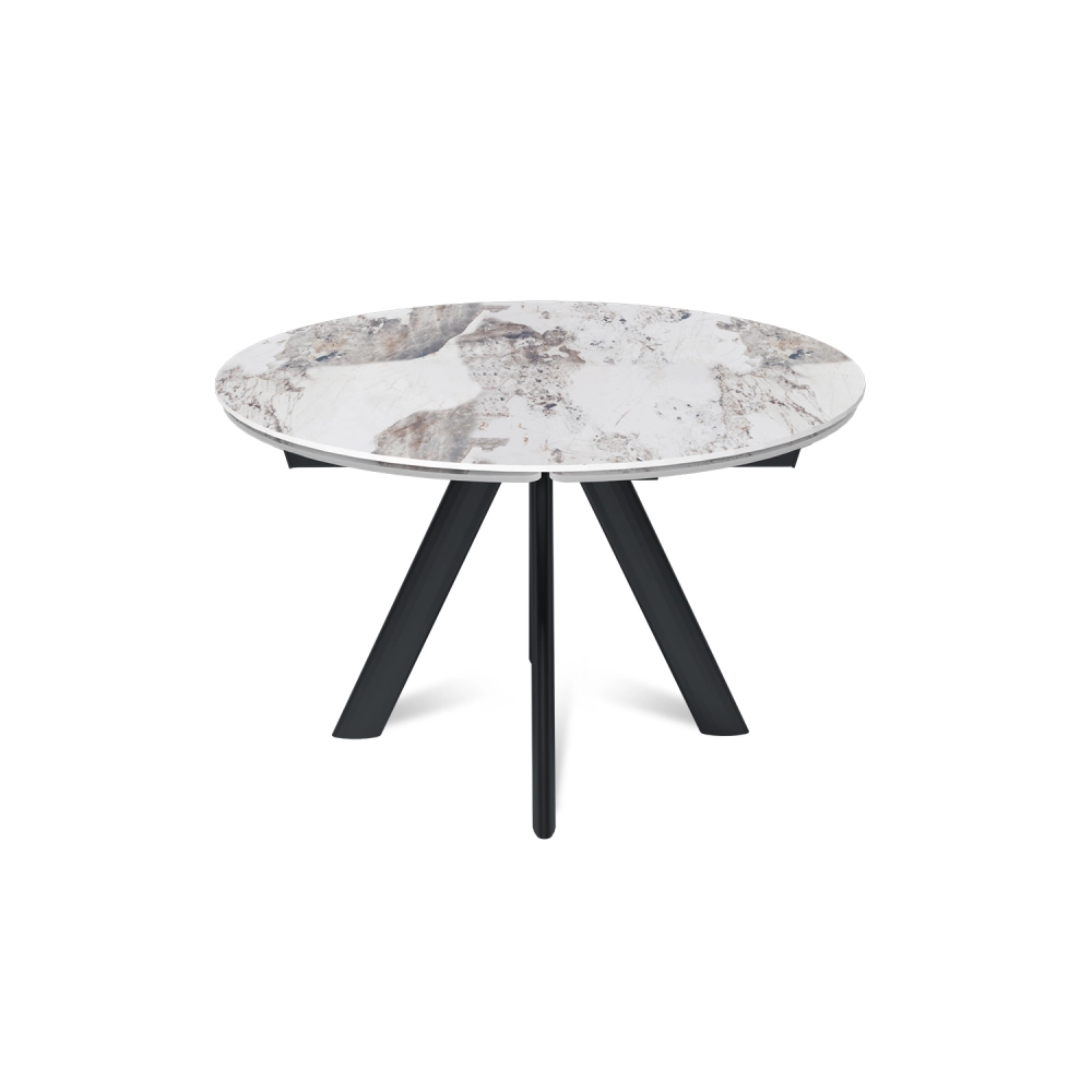 Стол круглый раскладной Orion (120+30+30), керамика глянцевая Pandora