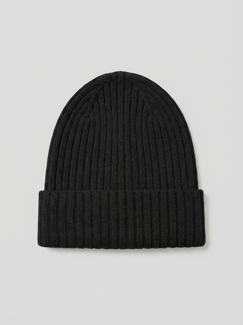 Шапка в рубчик с подворотом