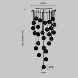 Люстра подвесная светодиодная Maytoni Sapphire MOD293PL-L140BS3K