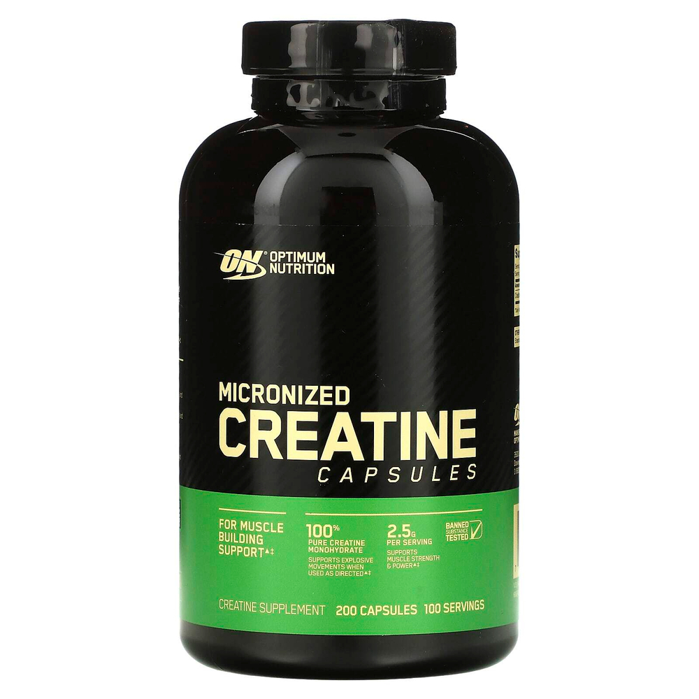 Optimum Nutrition, Микронизированные капсулы с креатином, 200 капсул (1,25 г в 1 капсуле)