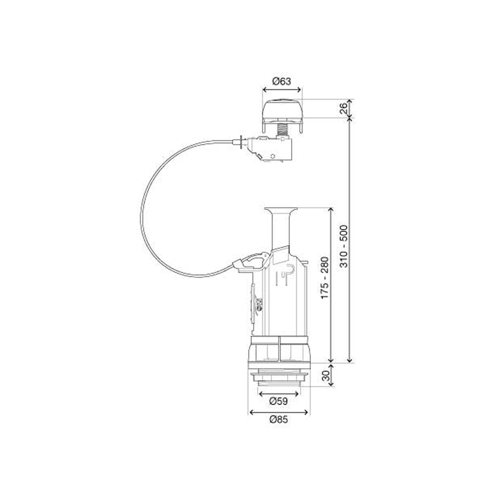 Сливной механизм ATLAS Cable 2-ух Кноп хром с тросиком 501120 OLI (Португалия)