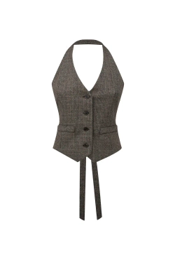 Жилет в клетку с открытой спиной