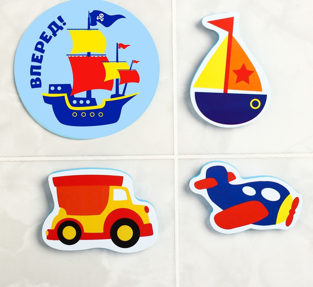 4312400 Набор игрушек для ванны из EVA «Транспорт», мини-коврик, 3 шт.